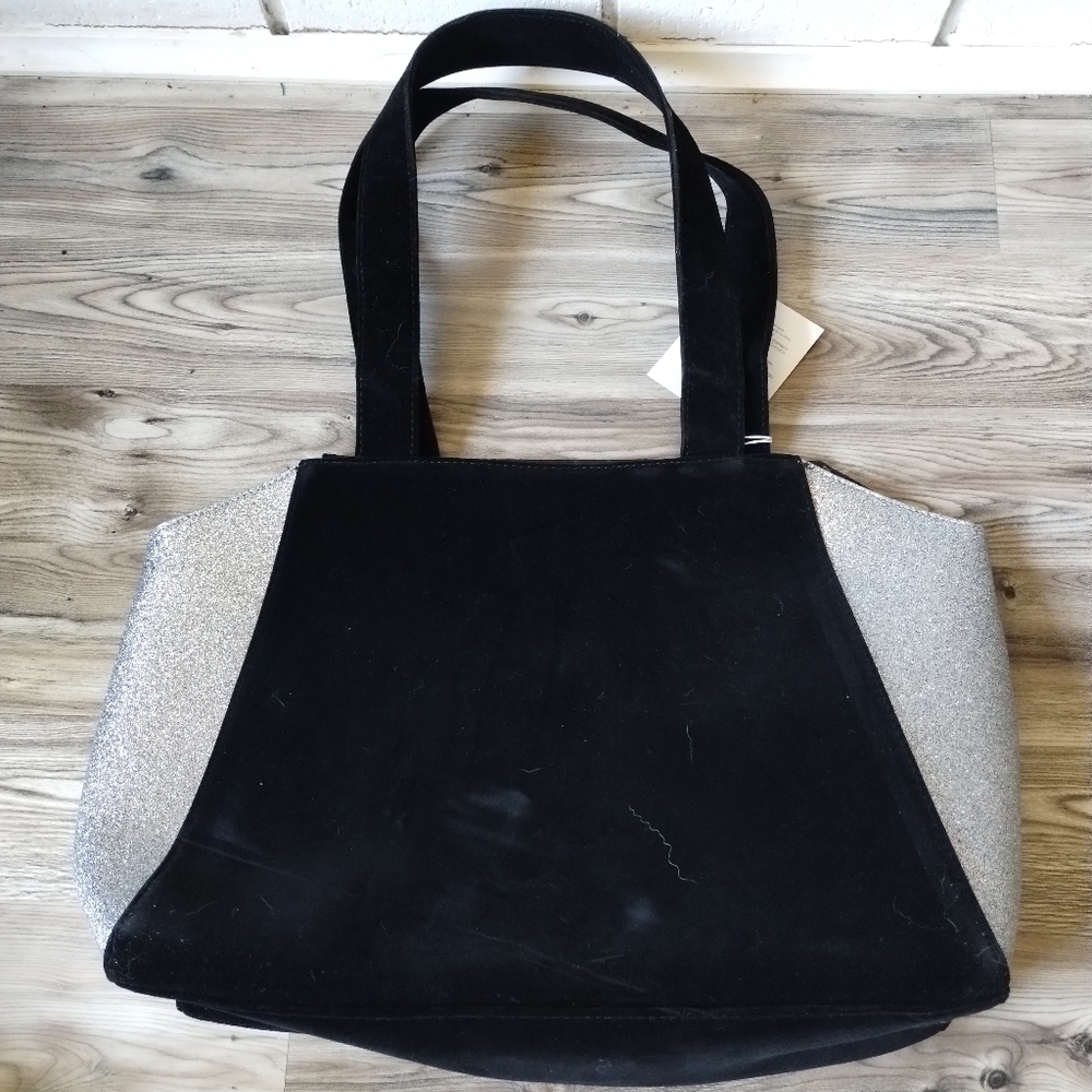 Jimmy Choo Parfums Black Velvet Silver Glitter Tote Bag - Picture 5 of 6